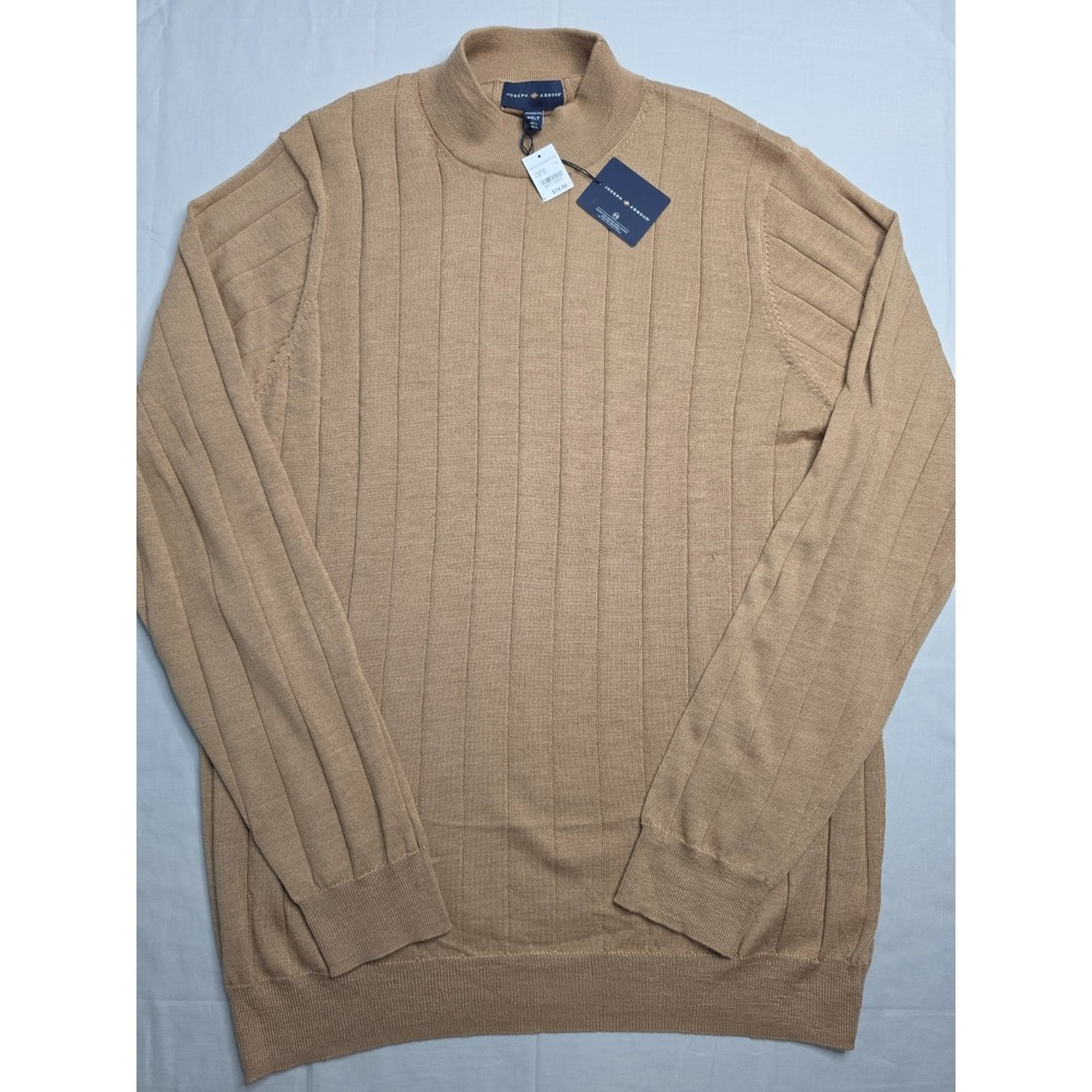 Joseph Abboud Sweater Men's 3XLT Brown Ribbed Merino Wool Mock Neck Modern Fit